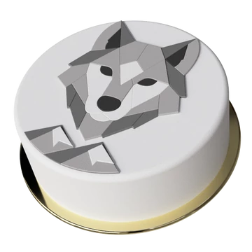 farkas torta készítő készlet, modern, geometrikus szürke motívumokkal fehér alapon