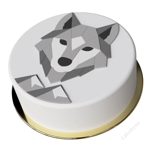 farkas torta készítő készlet, modern, geometrikus szürke motívumokkal fehér alapon