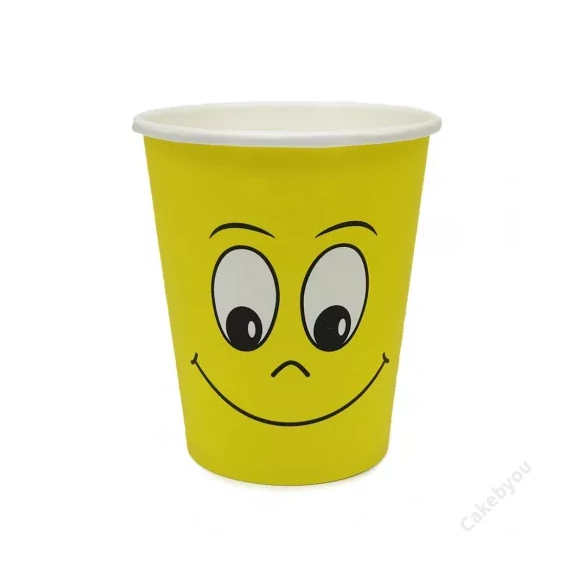 sárga smliey papírpohár